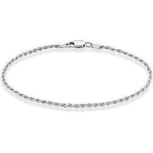 925 Sterling Silver Italian 2mm, 3mm Diamond-Cut Braided Rope Chain Anklet